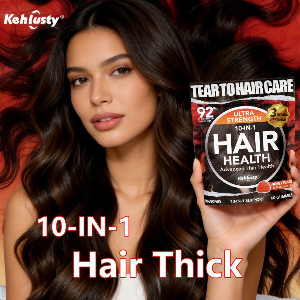 Biotin Gummies for Hair Growth & Thickness, 10-in-1 Formula with Vitamin C, Collagen, Zinc, Supports Hair