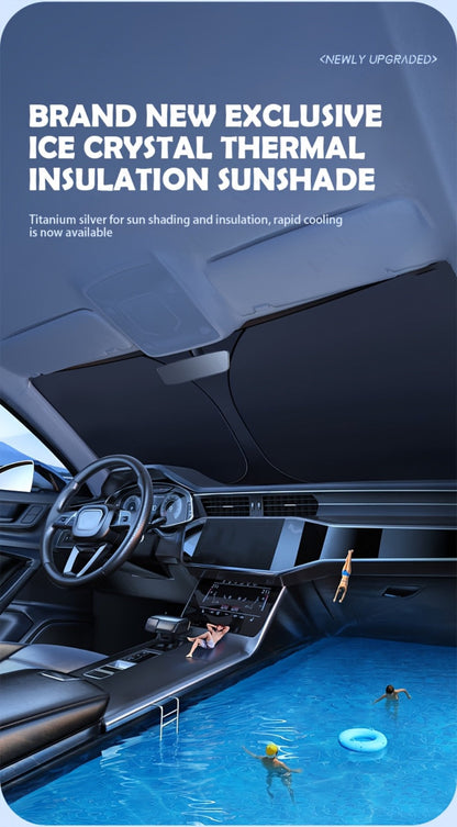 Windshield Sun Shade with Hook & Loop Closure – Foldable Front Window UV Ray Blocker, Dashboard Heat Protector