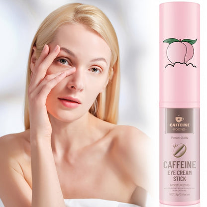 Two-Piece Caffeine-Labeled Eye Cream Stick Set with Coordinated Peach-Print Twist-Up Tube Design