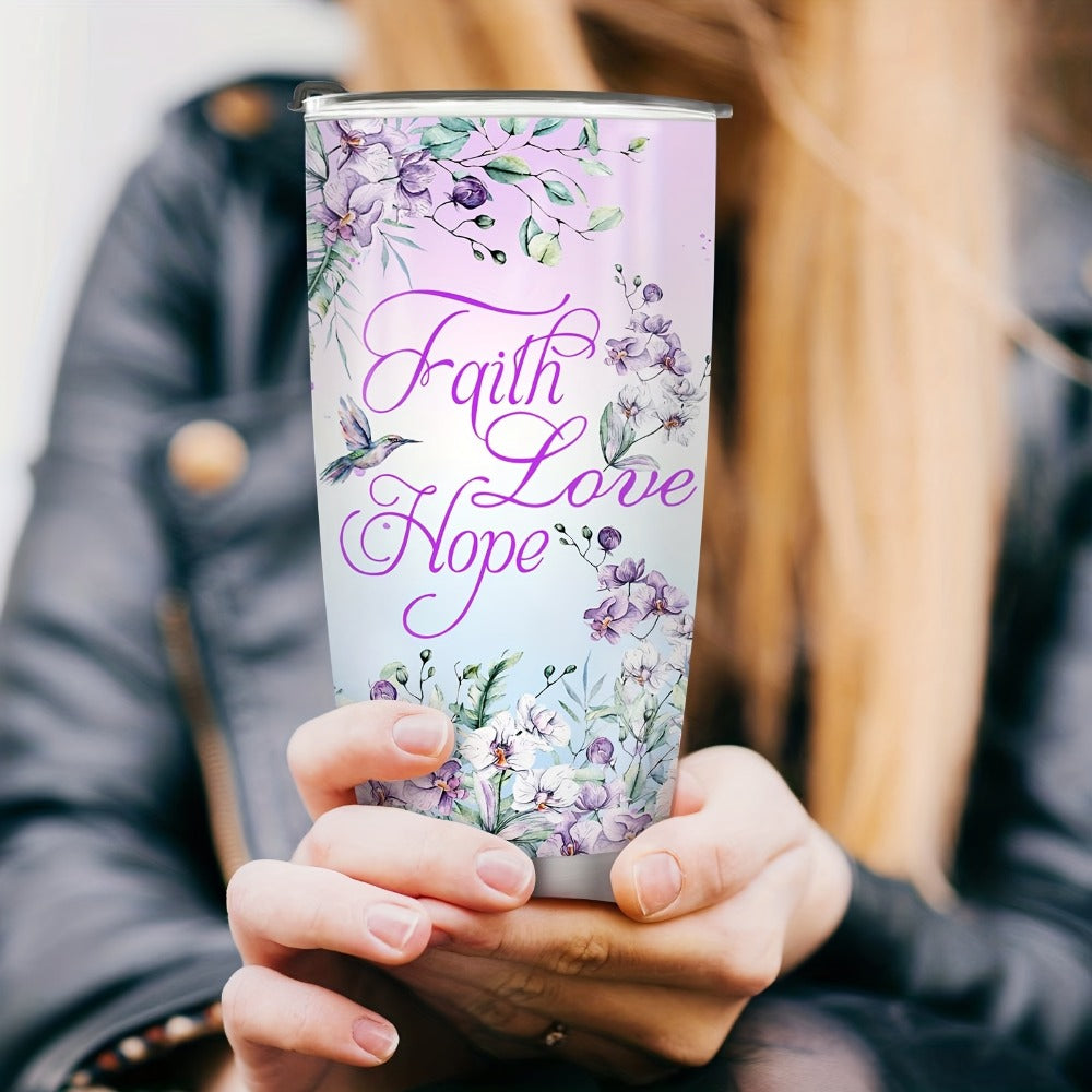 Hummingbird Flower Vacuum Insulated Travel Tumbler 20oz – Gift for Mom Grandma Sister Daughter Birthday Valentine's Day