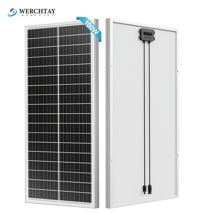 Solar Panel 100W 12V 18BB Monocrystalline 24% High Efficiency PV Module Power Charger for RV Battery Marine Rooftop Farm Home Camping