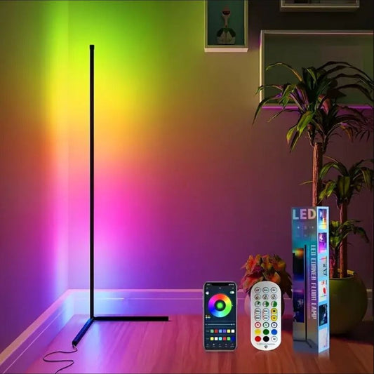 RGB Corner Floor Lamp 360 Degree Color Changing - 16 Million Colors, APP & 24-Key Remote Control