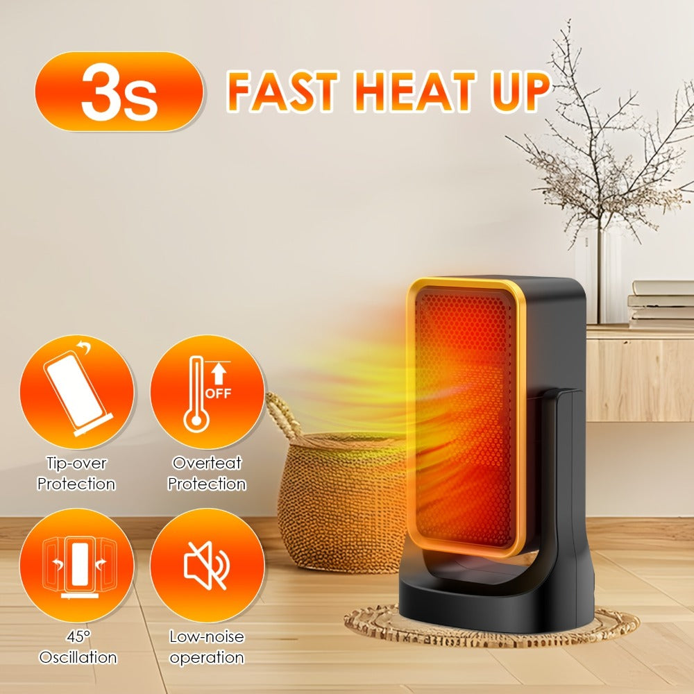 Portable PTC Ceramic Electric Space Heater - Fast Heating, Quiet Operation, Thermostat Control, 3 Fan Speed Settings