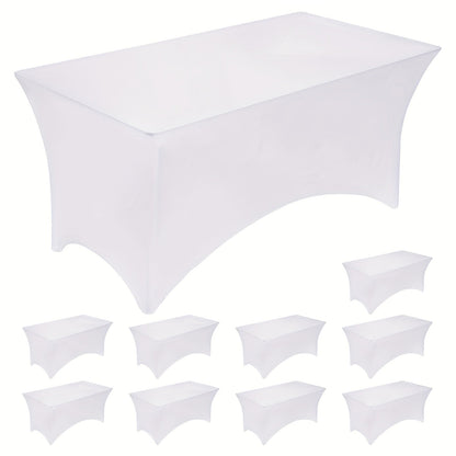 Tablecloth Fitted Stretch Cover 10-Piece Set for 6-Foot Rectangle Tables in White or Black
