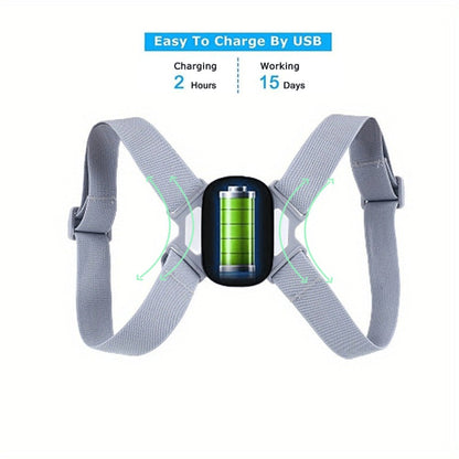 Smart Posture Corrector with Vibration Alert, Wireless Rechargeable Posture Trainer & Back Support Belt for Men Women