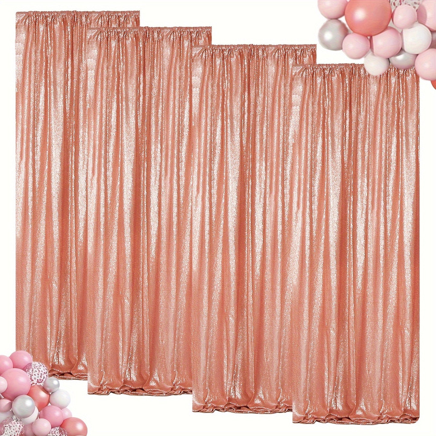 Sequin Backdrop Curtain for Party Wedding – 4x8ft Shimmering Glitter Curtain for Birthday Photo Booth Stage Decoration, Easy Hang