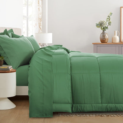 7 Piece Comforter Set Luxury Soft Fluffy Bedding All Season Bed in a Bag with Comforter Fitted Sheet Flat Sheet Pillowcases Hypoallergenic