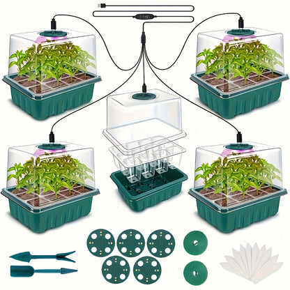 Seed Starting Kit LED Grow Light Timer, Indoor Seedling Tray Dome for Garden, Patio and Yard Use
