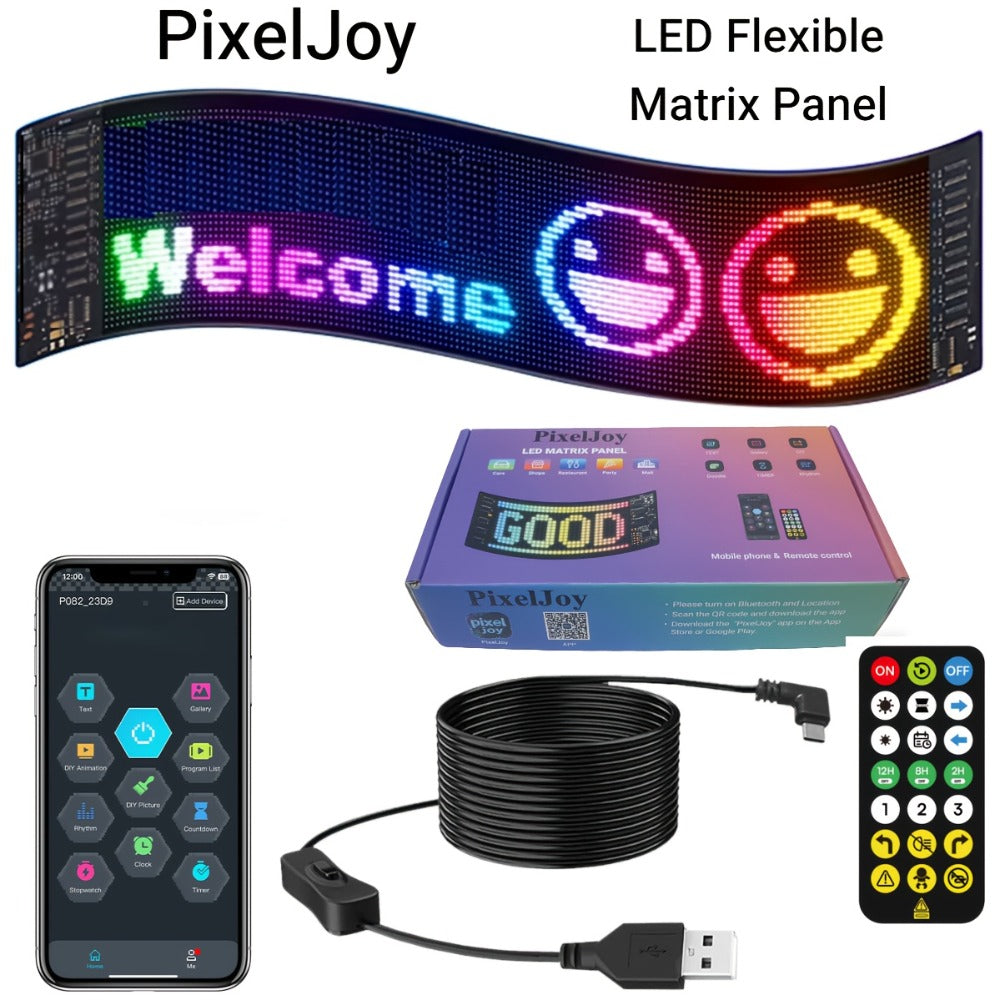 Programmable LED Sign Flexible Matrix Display Screen 5V App & Remote Control - Scrolling Text for an Everyday Personal Care Routine