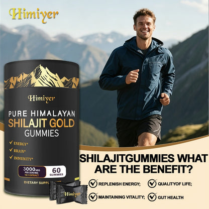 Pure Himalayan Shilajit Gummies with KSM-66 Ashwagandha, Ginseng & Gokshura, 85+ Trace Minerals, 75% Fulvic Acid