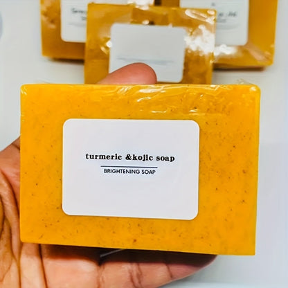 Turmeric Kojic Acid Brightening Soap Handmade Lemon Cold Process Deep Cleansing Hydrating Bar for Face & Body All Skin Types