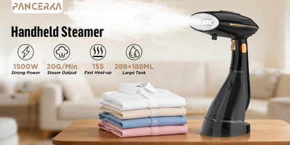 1500W Handheld Garment Steamer with Wide Steam Head, Detachable Tank Area and Two Preserved Model Labels