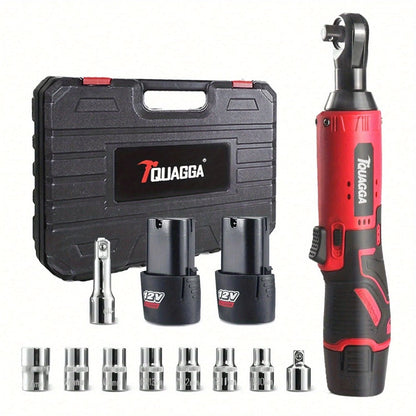 Cordless Electric Wrench QUAGGA 12V - 45Nm High Torque 3/8" Rechargeable Ratchet Wrench with Battery & Charger for Automotive