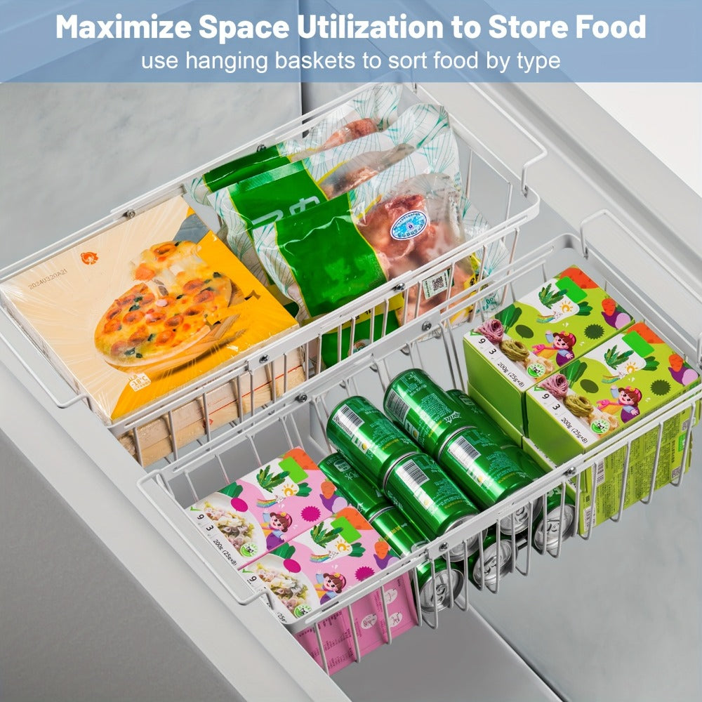 Freezer Organizer Bins, Expandable Chest Freezer Baskets with Hanging Handles – Adjustable Wire Basket 15.6" to 24.3"