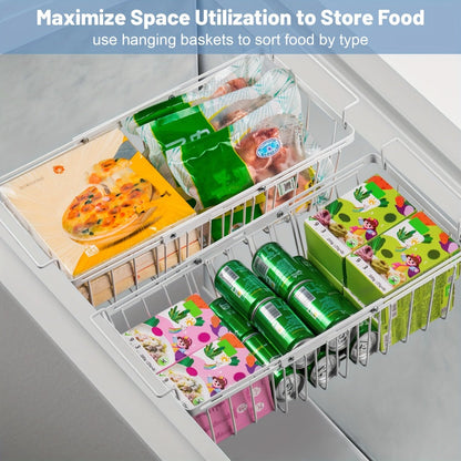 Freezer Organizer Bins, Expandable Chest Freezer Baskets with Hanging Handles – Adjustable Wire Basket 15.6" to 24.3"