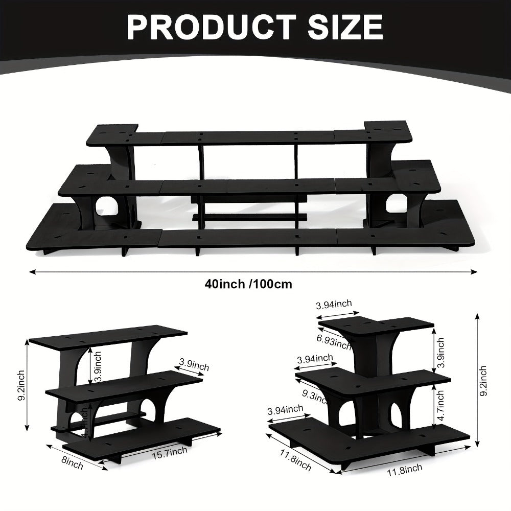 3-Tier Wooden Corner Display Stand Set of 3 Portable Shelf Rack for Retail Tabletop & Countertop - Craft Show
