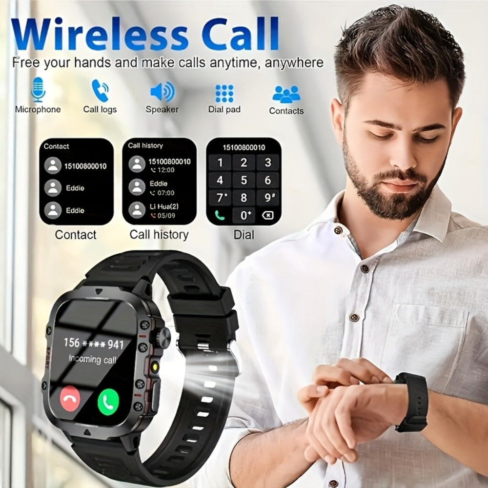 Smartwatch Illumination Light K33 Khaki – Full Touch, 100+ Sport Modes, Wireless Calling, Music Playback, Remote Camera, Weather