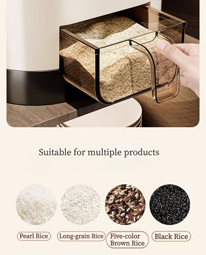 Airtight Rice Container with Measuring Cup, Large Moisture-Proof Rice Dispenser for Rice, Grains
