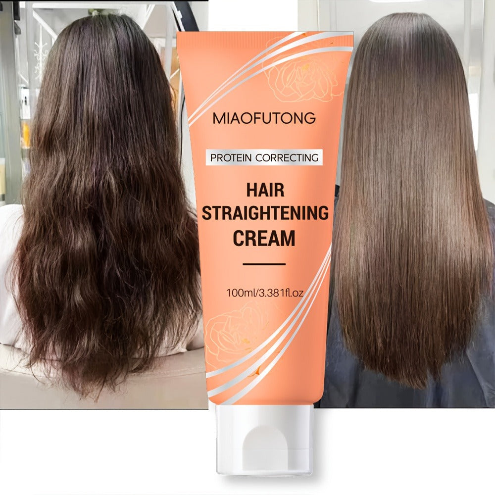 Smoothing Hair Straightening Cream with Protein & Keratin, Deep Frizz Control Treatment for All Hair Types