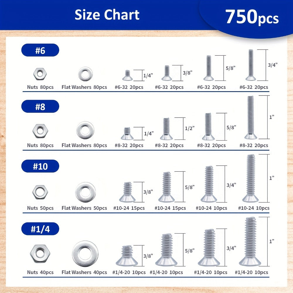 1575pcs 304 Stainless Steel Nuts and Bolts Assortment Kit for Entryways, Bedrooms and Living Spaces