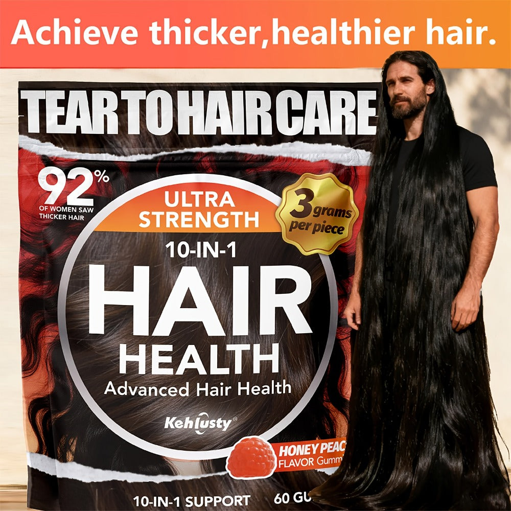 Biotin Gummies for Hair Growth with Collagen Complex Vitamin C & Ginger, 90 Chewable Gummies for Thicker Fuller Hair
