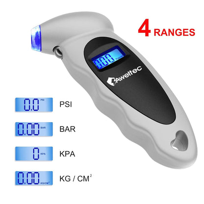Digital Tire Pressure Gauge 2-Pack 150 PSI – Backlit LCD, 4 Modes PSI/Bar/KPA/Kgf, Non-Slip Grip for Car, Truck, Motorcycle & Bicycle