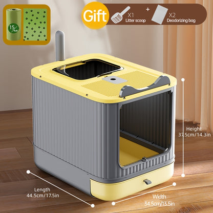 Enclosed Cat Litter Box with Odor Control – Extra Large Covered Design, High Privacy, Easy Clean Modern Cat Toilet for Multiple Cats |