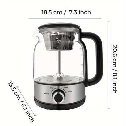 OD-T1206 Glass Coffee Maker and Tea Brewer with 1.2L Capacity, 600W Rating and Keep-Warm Control