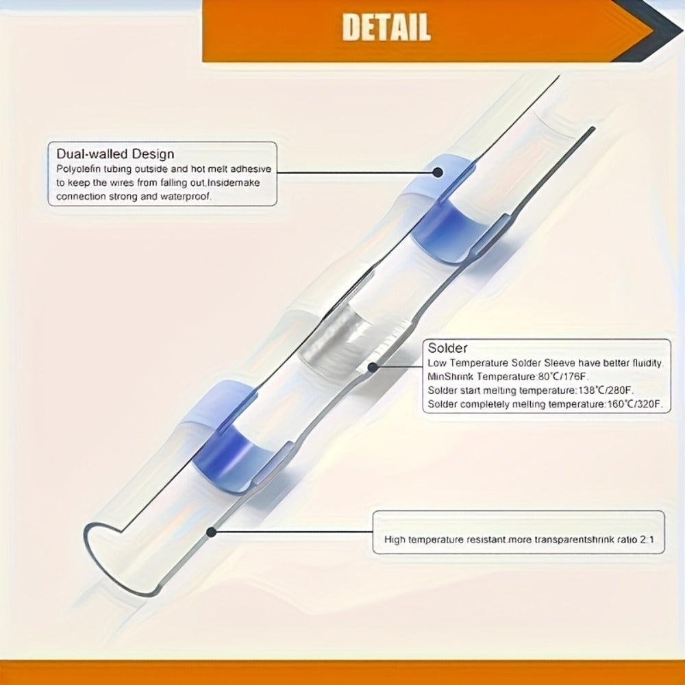 Solder Seal Wire Connectors Butt Splice Terminals 320/640/900pcs for Entryways, Bedrooms and Living Spaces