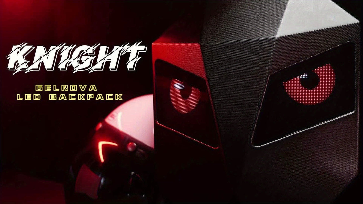 LED Motorcycle Backpack with Display Screen, Hard Shell Helmet Bag, USB Charging Port, 48x48 Dot Matrix Smart Riding Backpack