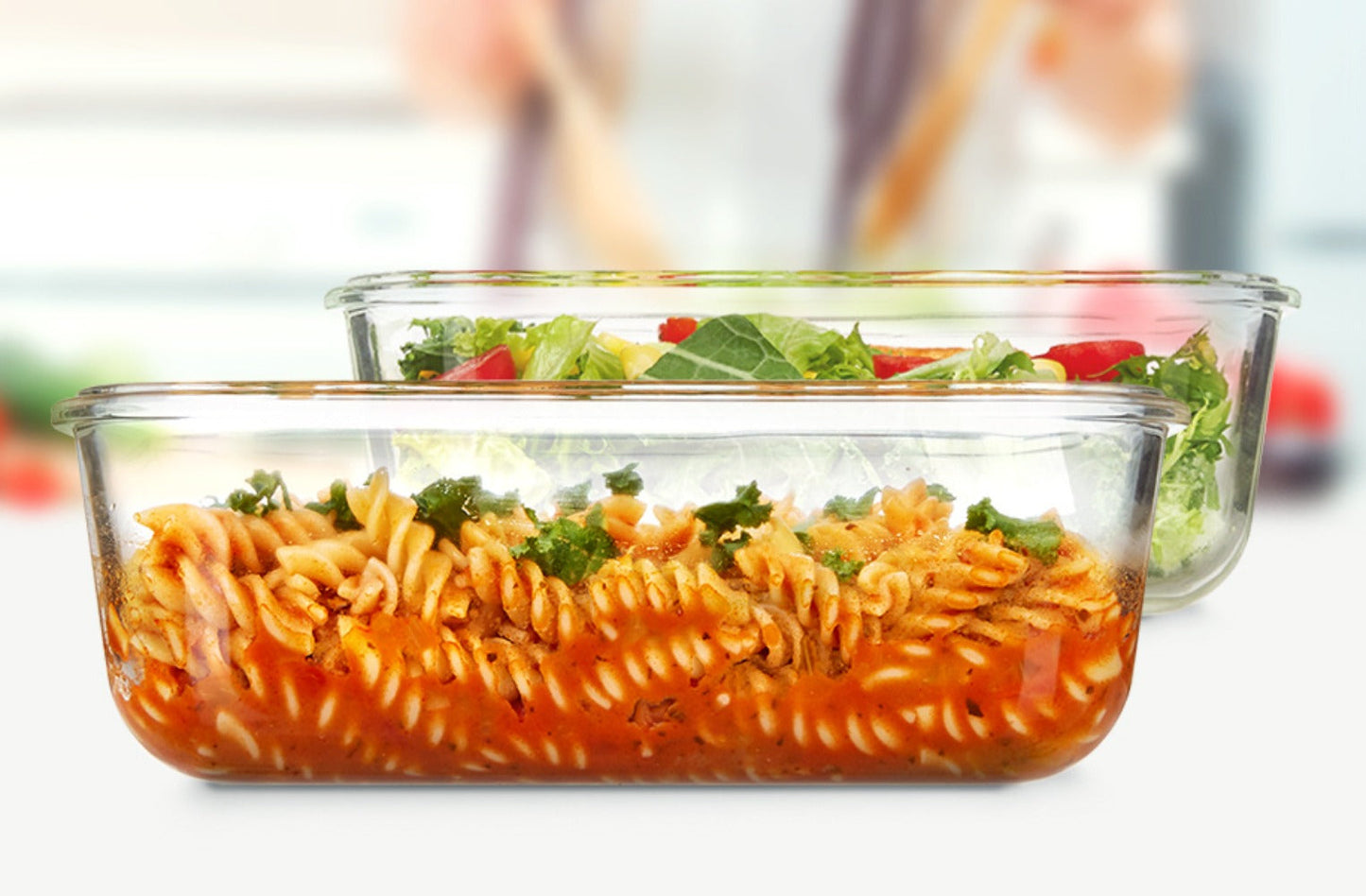 Large Glass Food Storage Containers with Lids 2 Pack, 63oz Borosilicate Glass Meal Prep Containers