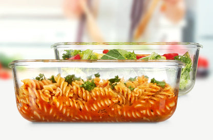Large Glass Food Storage Containers with Lids 2 Pack, 63oz Borosilicate Glass Meal Prep Containers