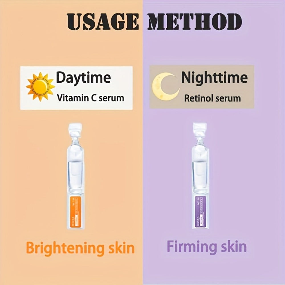 Face Serum BIOAQUA AM and PM Essence Set with 30 Vitamin C and 30 Retinol Single-Use Portions