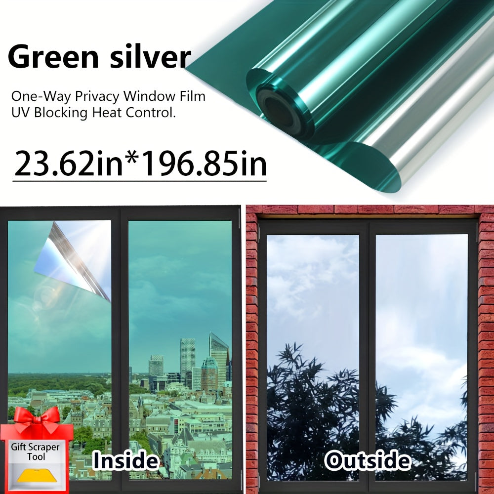 One Way Window Film Static Cling No Glue - Heat Control Anti-Glare Sun Blocking Reflective Mirror Tint for Home Office Hotel