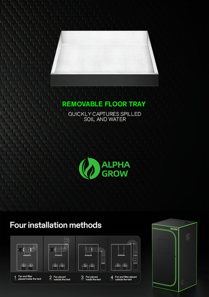 Grow Tent 1680D Thickened Mylar with Observation Window & Floor Tray, Pro-Grade Indoor Hydroponic Growing