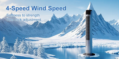 36-Inch Floor-Standing Tower Fan with Remote Control, 9.84-Inch Base and Titanium Gray or Black Finish