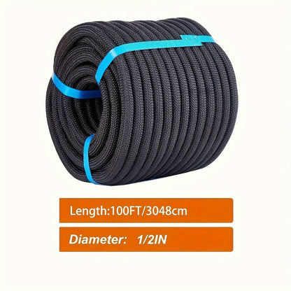 Double Braided Nylon Rope 1/2 Inch Polyester, 100ft 150ft 200ft Multi-Color for Anchoring Towing Cargo Sailing Dock Lines & Outdoor Use