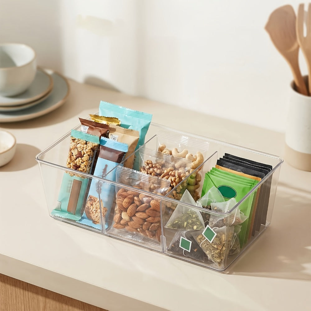 Clear Pantry Storage Bins Set of 8 with Dividers – Transparent Refrigerator Organizer Bins for Kitchen Cabinet, Pantry Organization