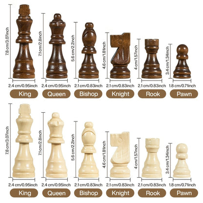 Magnetic Wooden Chess Set 15 Inch – Folding Portable Chessboard with Handmade Pieces, Tournament & Travel Chess Game for Adults Kids