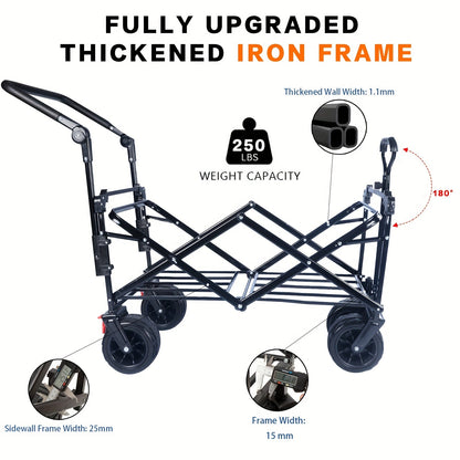 Folding Wagon Cart for Garden, Patio and Yard Use, with the Listed Configuration, for Everyday Use and Organized Storage