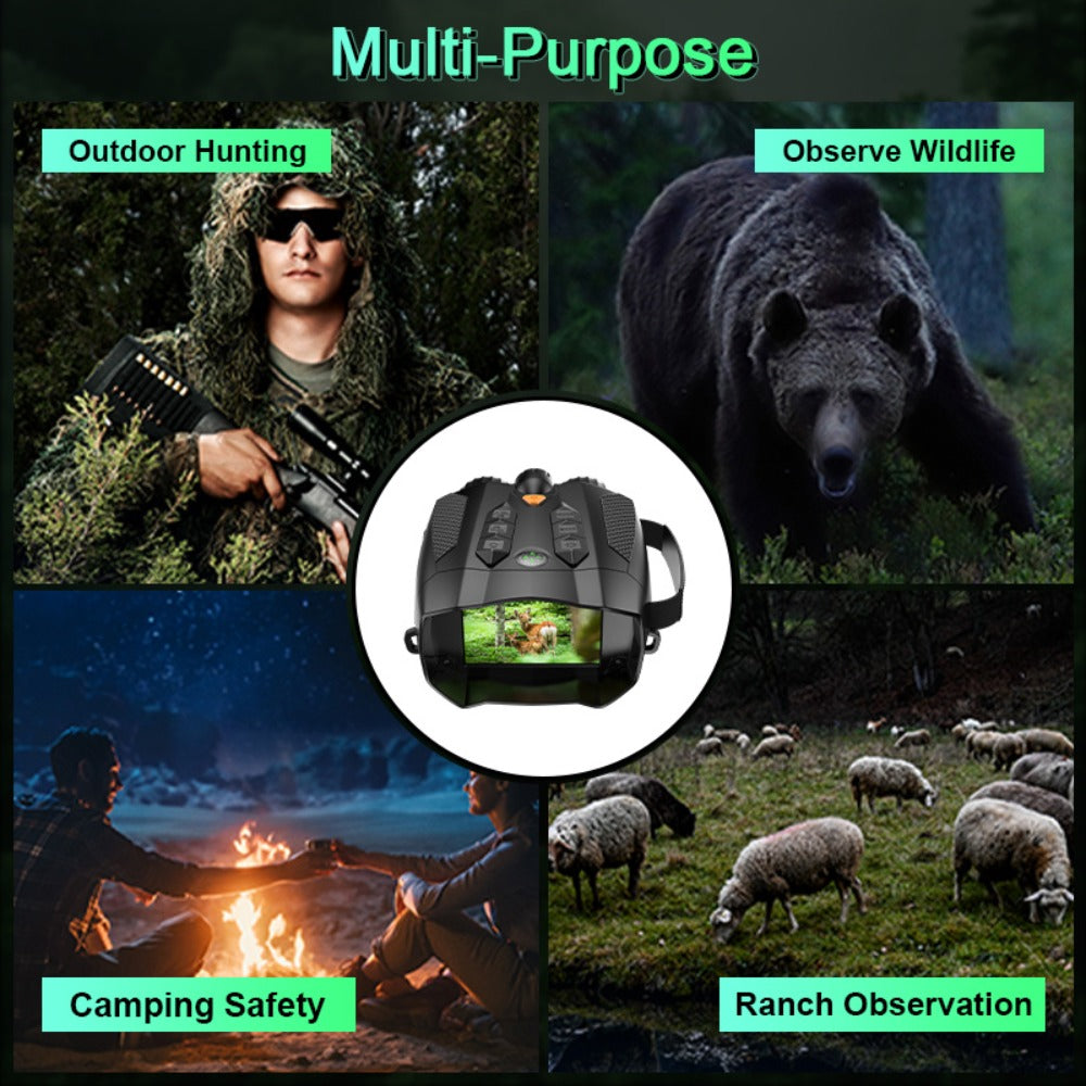 Night Vision Goggles with Built-In 3W IR Illuminator, 200MP HD, 10X Digital Zoom, 5W IR Light, Battery