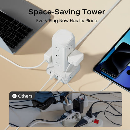 Power Strip Tower 16-in-1 Surge Protector 12 AC Outlets 4 USB Ports USB-C PD20W 1800J Protection for an Everyday Personal Care Routine