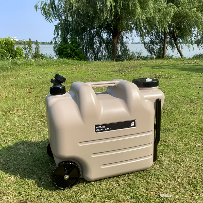 Portable Water Tank with Wheels 7.4 Gallon – Large Capacity Durable PE Square Water Container Jug for Camping, Hiking