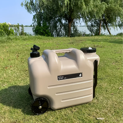 Portable Water Tank with Wheels 7.4 Gallon – Large Capacity Durable PE Square Water Container Jug for Camping, Hiking