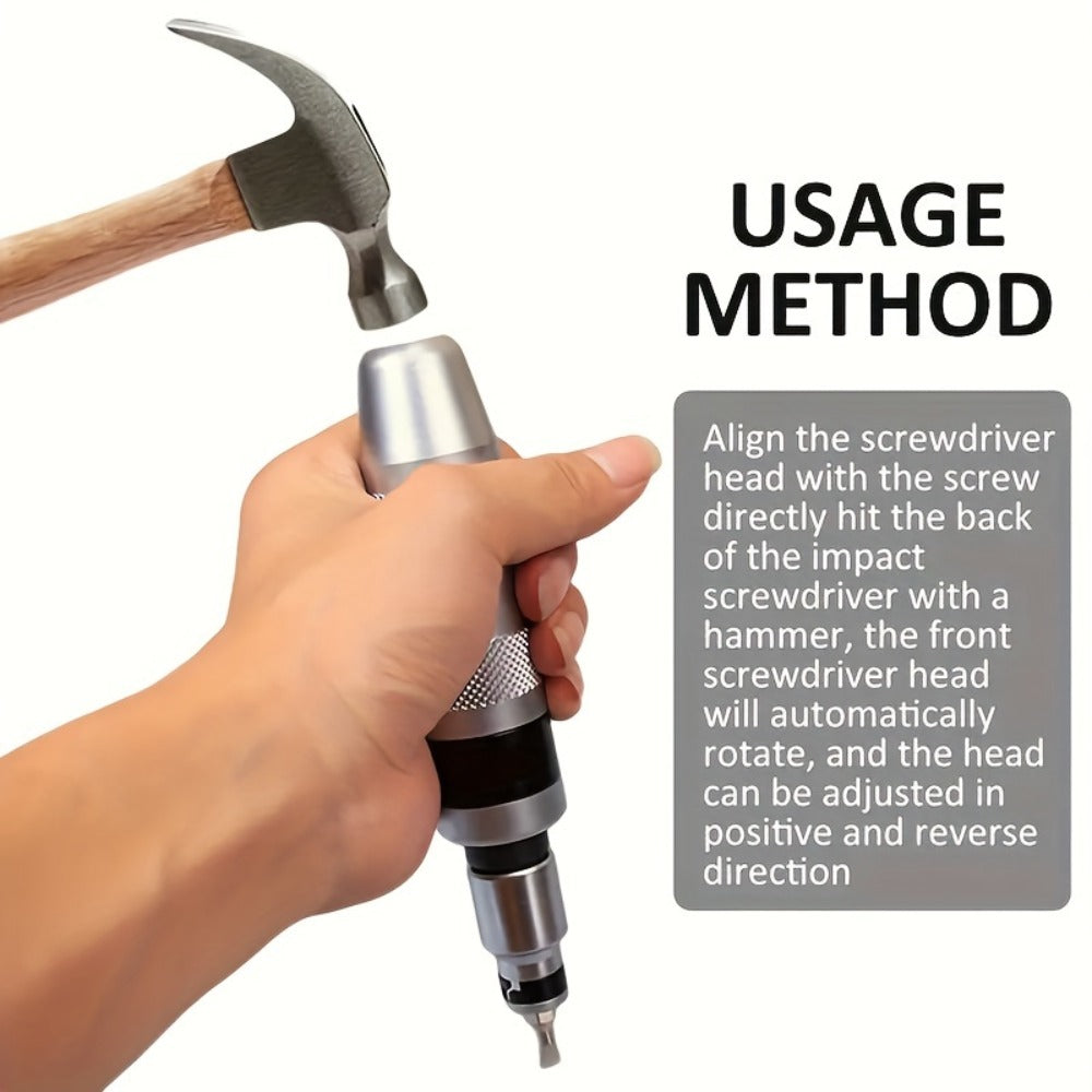 Impact Screwdriver Set 13-Piece – Shock Screw Bits, Chisel Bits & Screw Extractor Remover Kit, Multifunctional Metal Shock Driver Tool Set