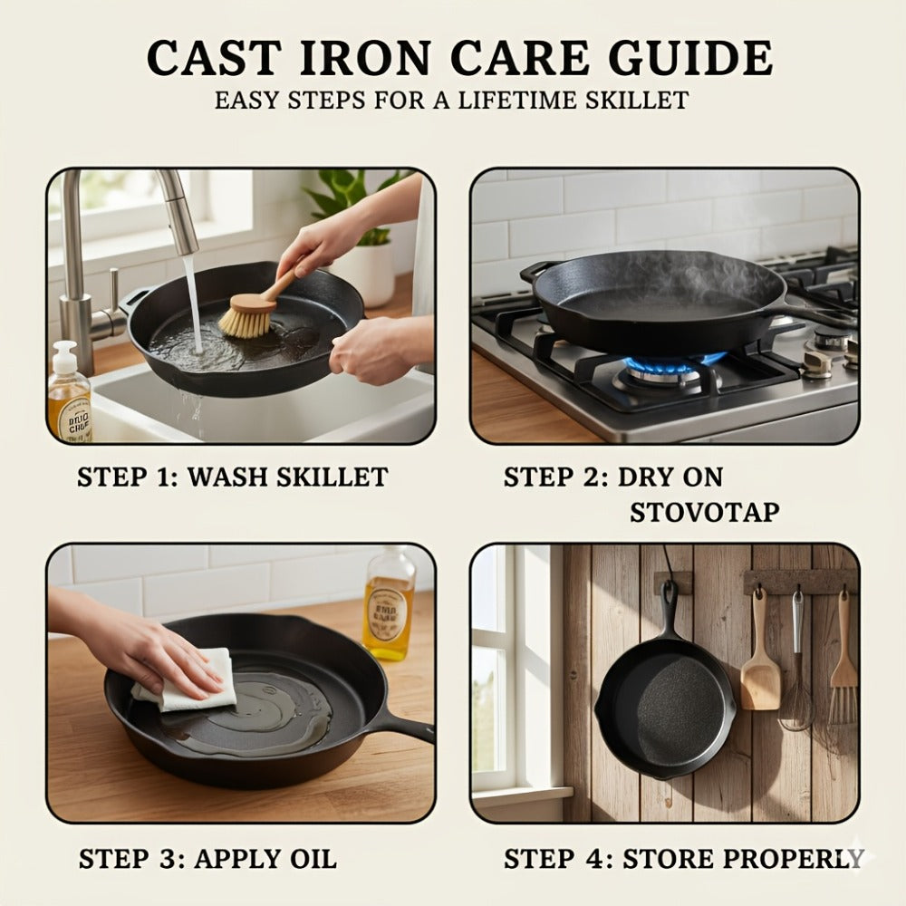 Cast Iron Cookware Set for Kitchen Camping BBQ – Non-Stick Skillet Dutch Pot Frying Pan Baking Tray Griddle Options