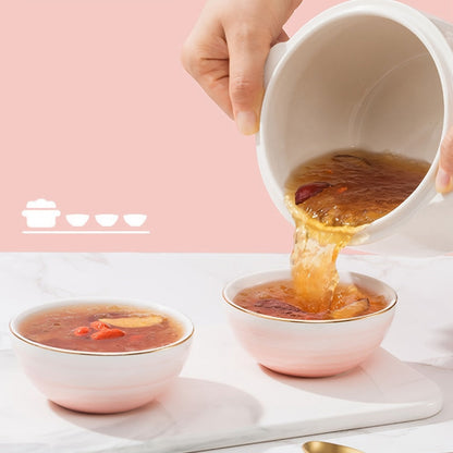 Electric Ceramic Stew Pot 1L 200W Anti Dry Burn 24H Intelligent Reservation Slow Cooker for Entryways, Bedrooms and Living Spaces