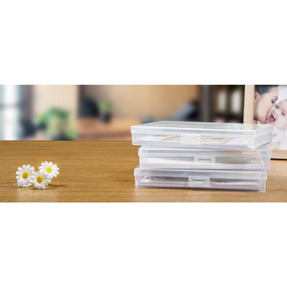 4x6 Photo Storage Box with 14 Inner Photo Keeper Cases Holds 1400 Photos Clear Plastic Photo Organizer with Lids Label Stickers BPA-Free