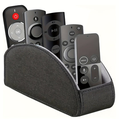Faux Leather Desktop Organizer 5 Compartments – Multifunctional Remote Control Holder Caddy, Pen Holder Storage Box for Remote Controls