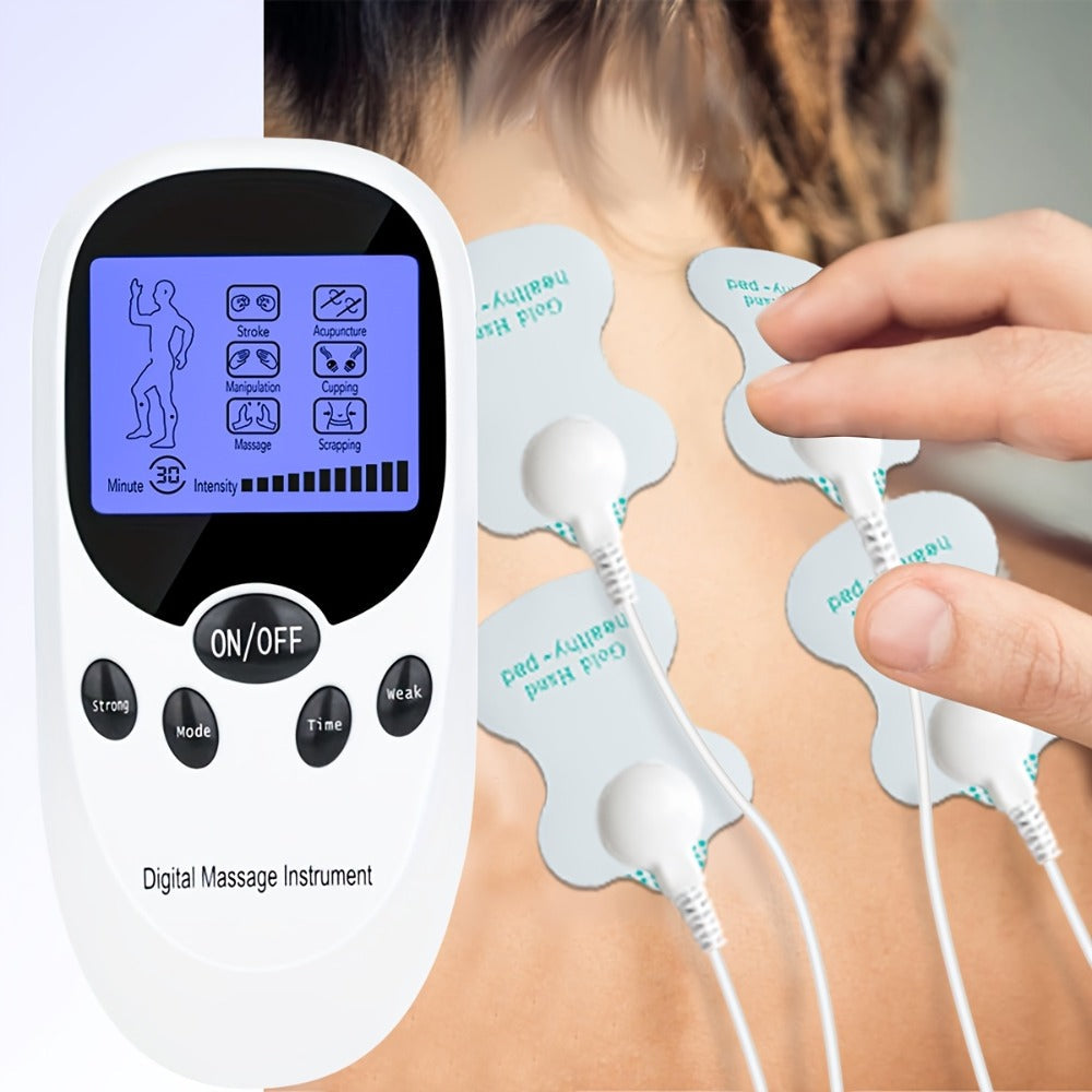 TENS EMS Dual Channel Stimulator Massager, 8 Electrodes for Back, Shoulder & Knee Pain, Recovery